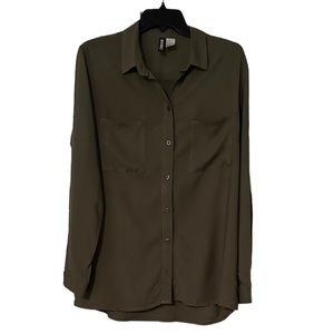 Long Sleeved Viscose Blouse - Green size 8